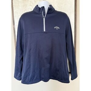 Callaway 1/4 Zip Golf Sweatshirt Navy Blue w/ Side Pockets Pullover Mens Large